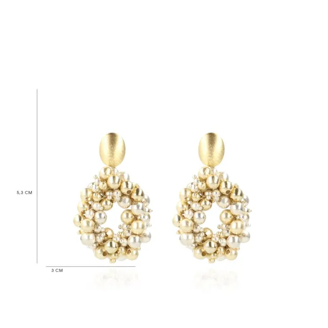 Goudkleurige Oorbellen Louise Irregular Double Stones Drop S