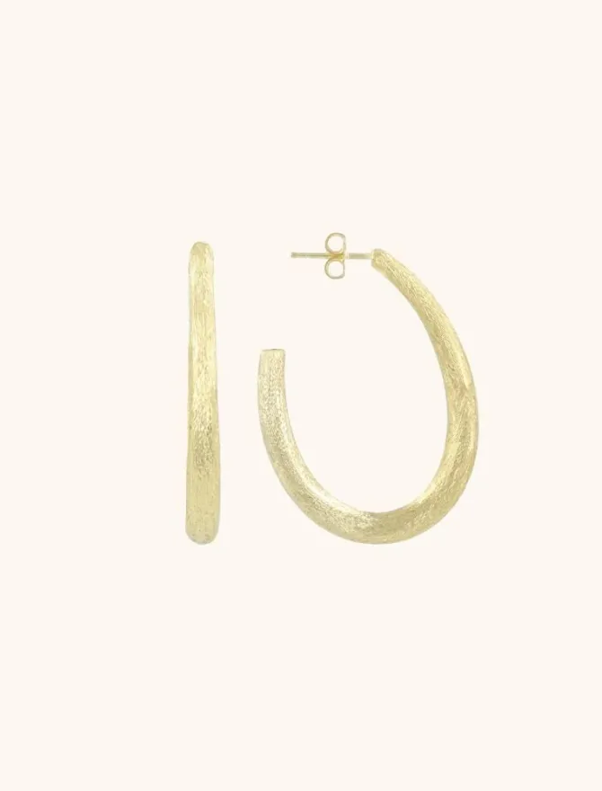 Goudkleurige Oorbellen Ovaal Teardrop Creool M
