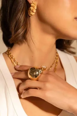 Goudkleurige Resin Ring Statement Globe S