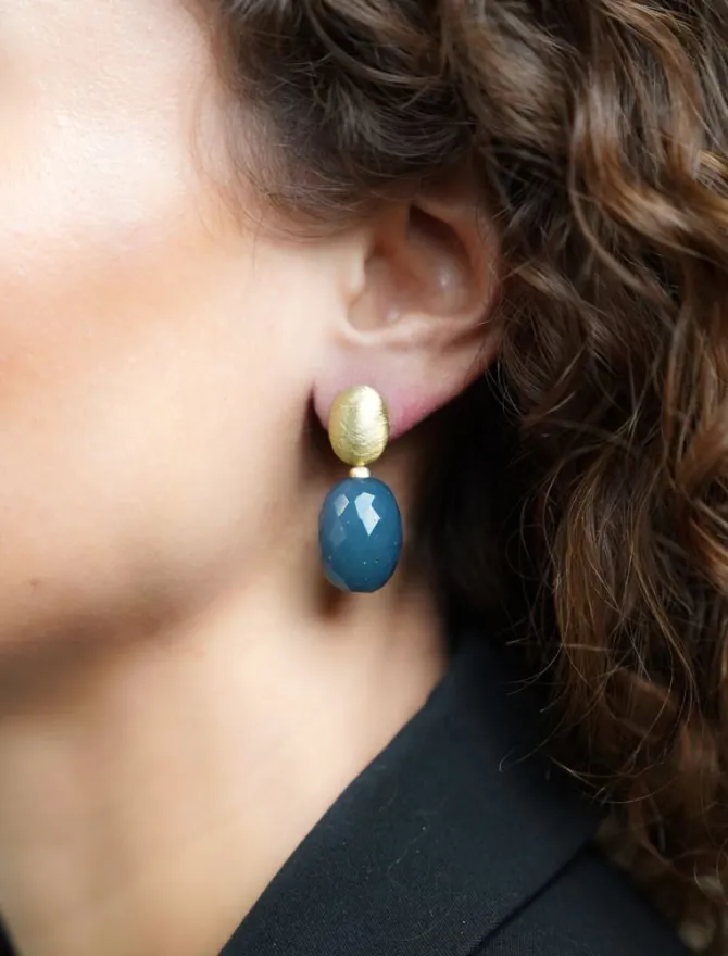Grijs Blauwe Oorbellen Romijn Quartz M