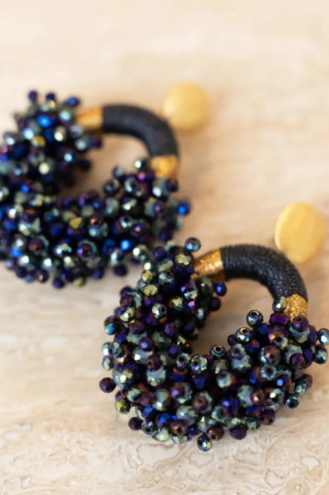 Groen Paarse Oorbellen Eve Ovaal Double Stones M
