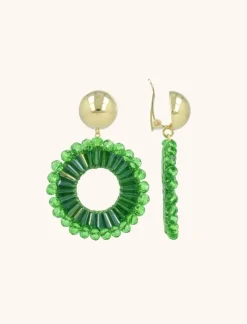 Groene Oorbellen Ann-Mary Cirkel Dubbel Clip