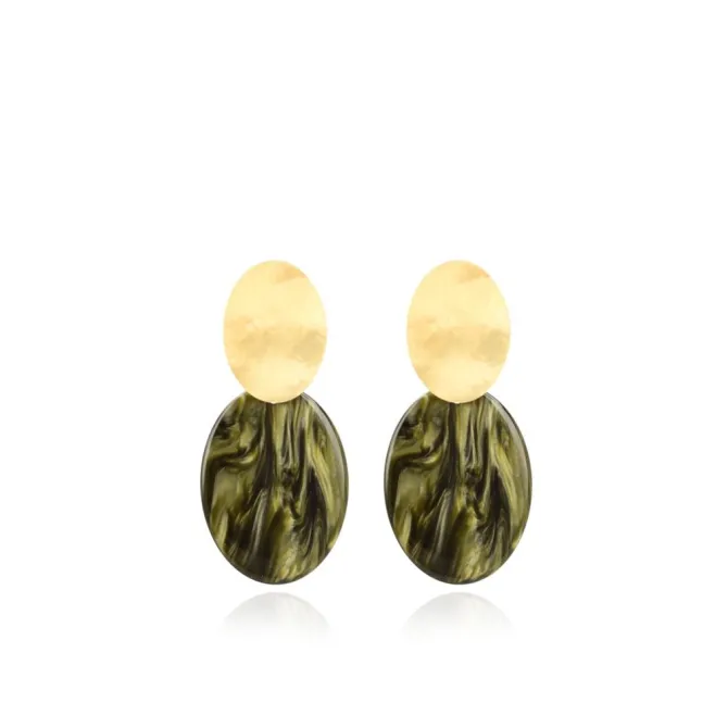 Groene Oorbellen Celia Closed Oval S