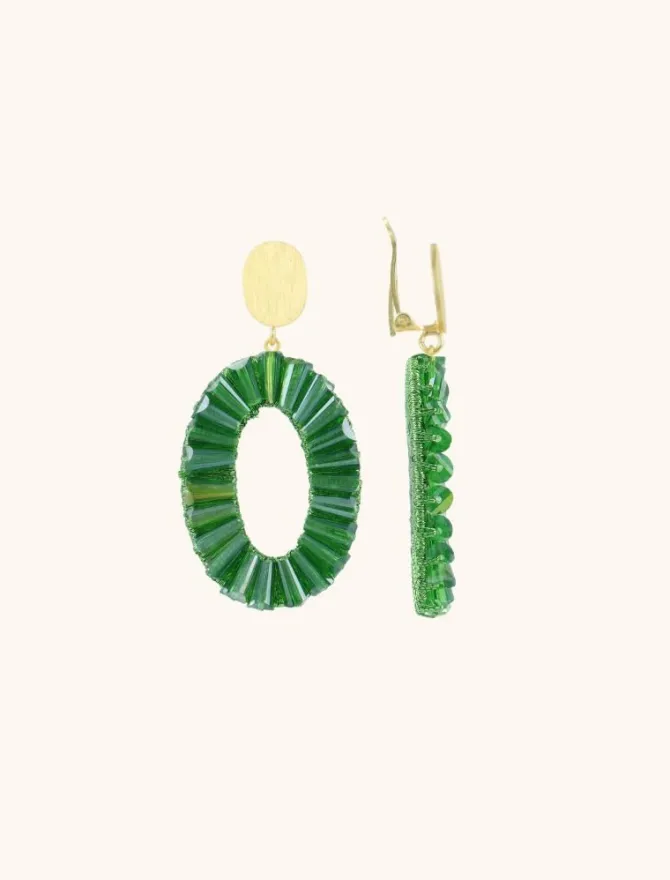 Groene Oorbellen Danee Ovaal Tube Clip