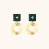 Groene Oorbellen Emily Resin Rectangle Open Hammerd Snake