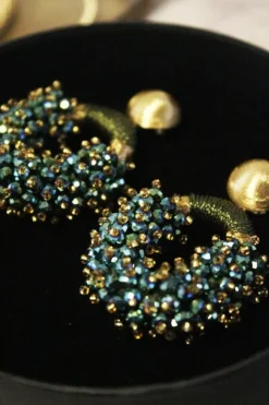 Groene Oorbellen Eve Combi Oval M Double Stones