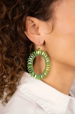 Groene Oorbellen Tonal Naomi Ovaal L