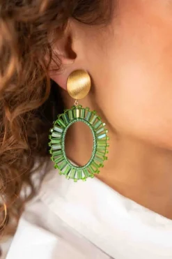 Groene Oorbellen Tonal Naomi Ovaal M Clip