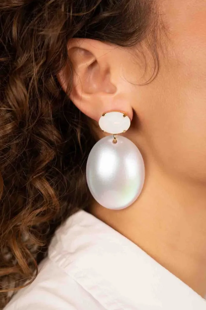 Holo Oorbellen Angie Ovaal Strass