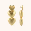 Houten Oorbellen Dubbel Hart M