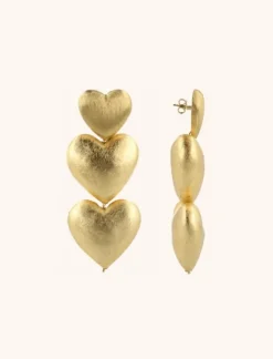Houten Oorbellen Dubbel Hart M