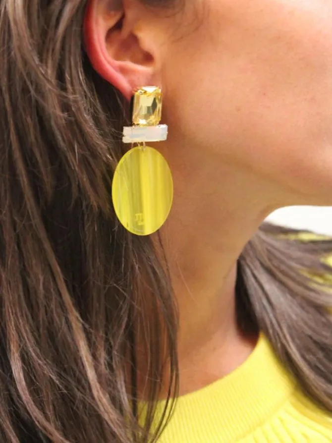 Isabelle Resin Closed Ovaal S Sparkling Gele Oorbellen