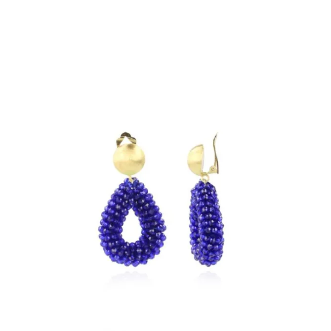 Koningsblauwe Oorbellen Clip Berry Glassberry Druppel S