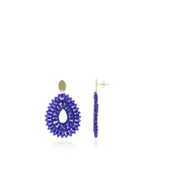 Koningsblauwe Oorbellen Silk Drop Double Crystal