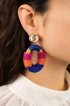 Koningsblauwe Oorbellen Yara Glassberry Ovaal L Strass