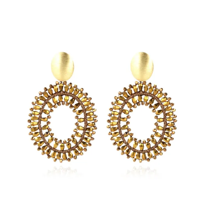 Koper Oorbellen Noa Silk Double Stones