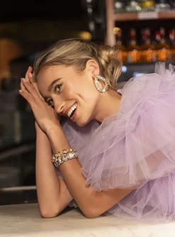 Kristalkleurige Strass Oorbellen Hally S