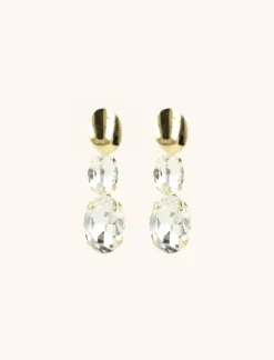 Kristalkleurige Strass Oorbellen Oval Double Lenne M