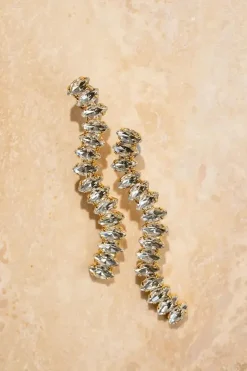 Kristalkleurige Strass Oorbellen Single Waterfall Saar