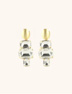 Kristalkleurige Strass Oorbellen Emerald Lou S