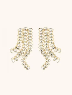 Kristalkleurige Strass Oorbellen Wave Waterfall Triple Lili