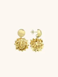 Licht Goudkleurige Oorbellen Daisy Globe S Flower