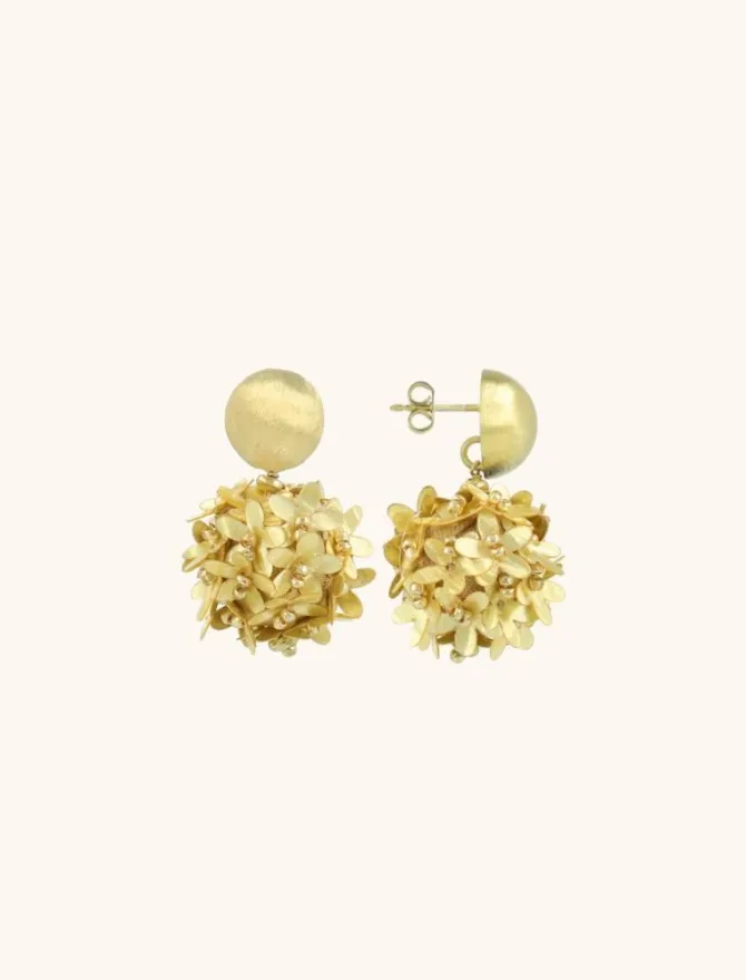 Licht Goudkleurige Oorbellen Daisy Globe S Flower