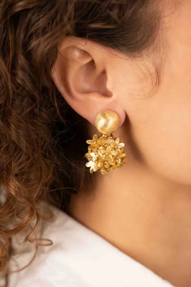 Licht Goudkleurige Oorbellen Daisy Globe S Flower