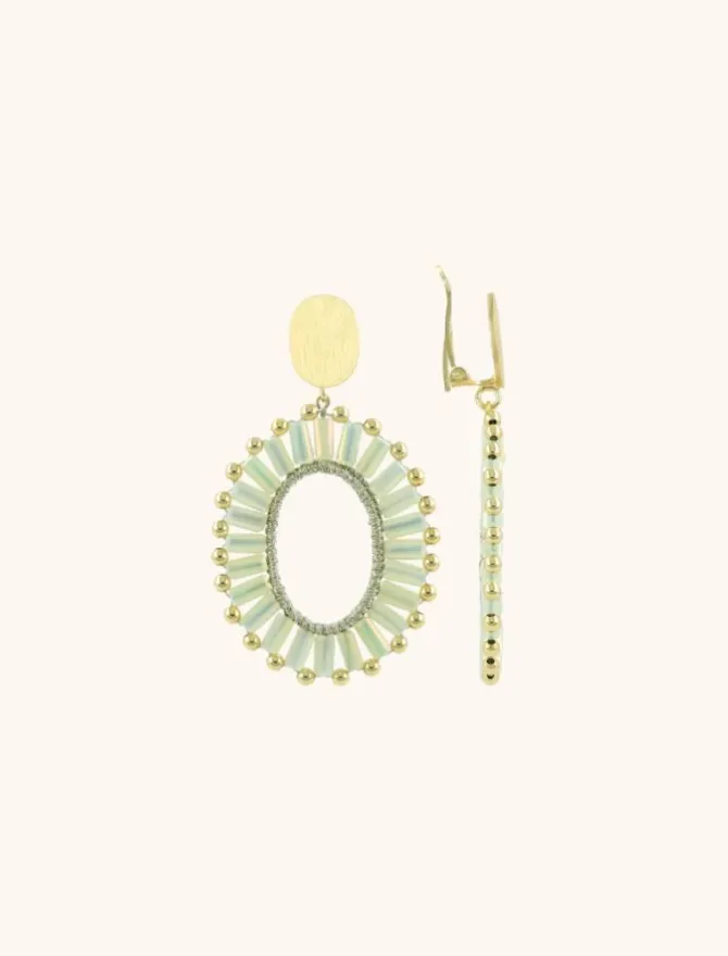Licht Mint Oorbellen Naomi Ovaal Flat S
