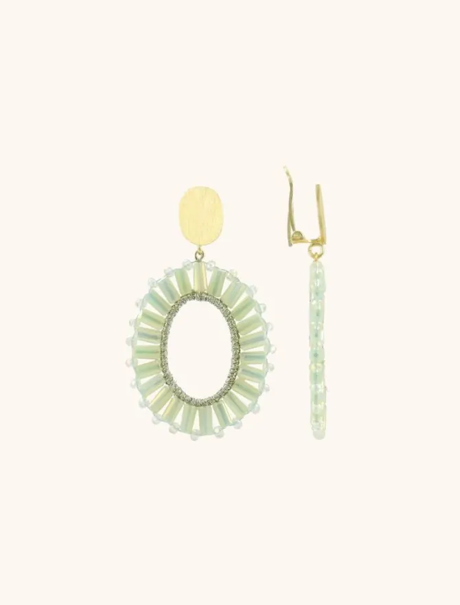 Licht Mint Tonal Oorbellen Naomi Ovaal Flat S Clip
