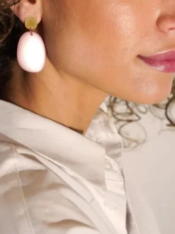 Licht Roze Oorbellen Little Sara Assymetrisch Ovaal S