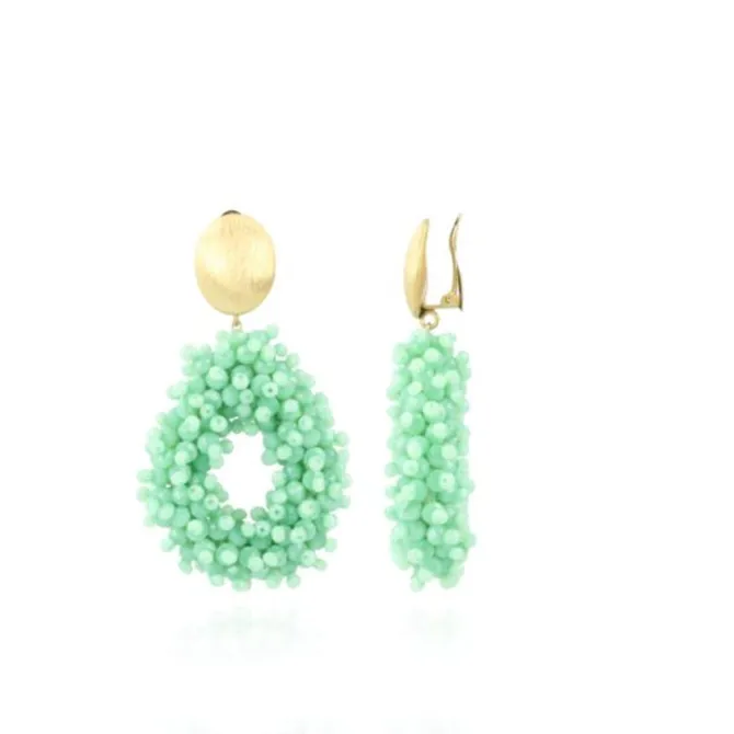 Licht Turqouise Clip Oorbellen Louise Glassberry Druppel L Dubbel Tonal