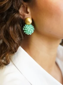 Licht Turquoise Clip Oorbellen Louise Glassberry Globe L Dubbel Tonal