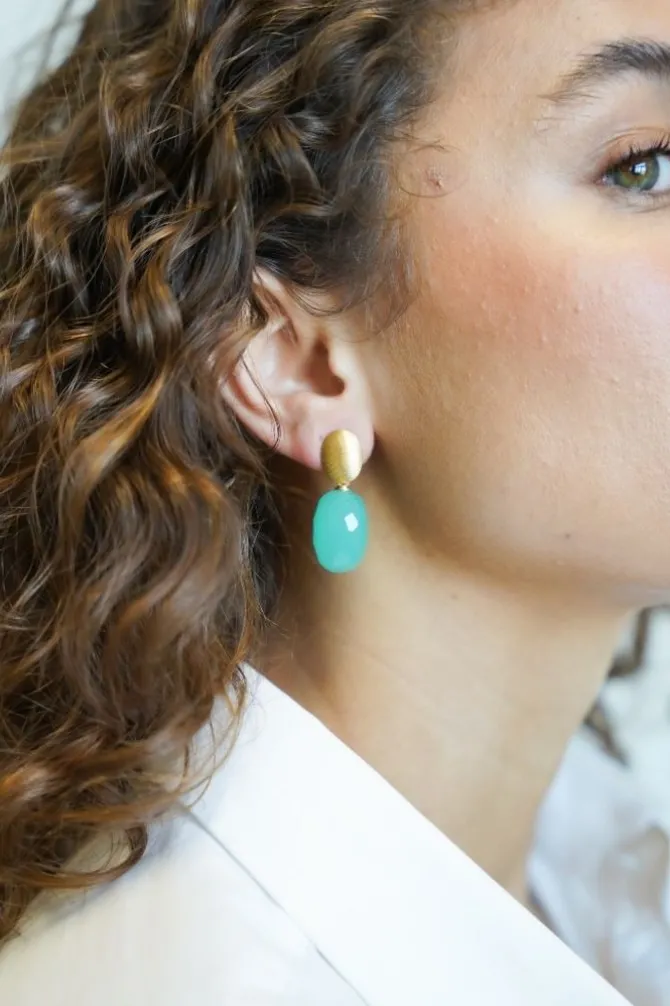 Licht Turquoise Oorbellen Romijn Quartz M