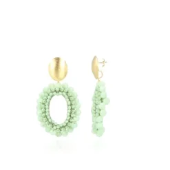 Licht Turquoise Oorbellen Ilvy Open Oval Double M