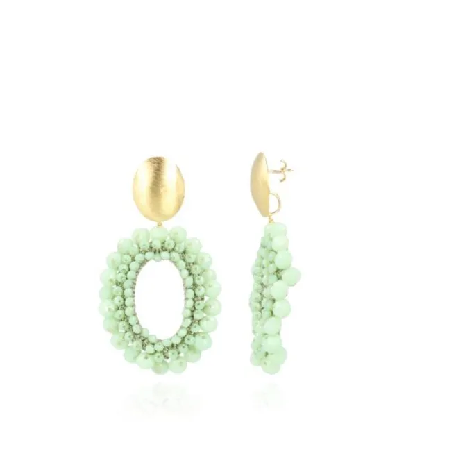 Licht Turquoise Oorbellen Ilvy Open Oval Double M