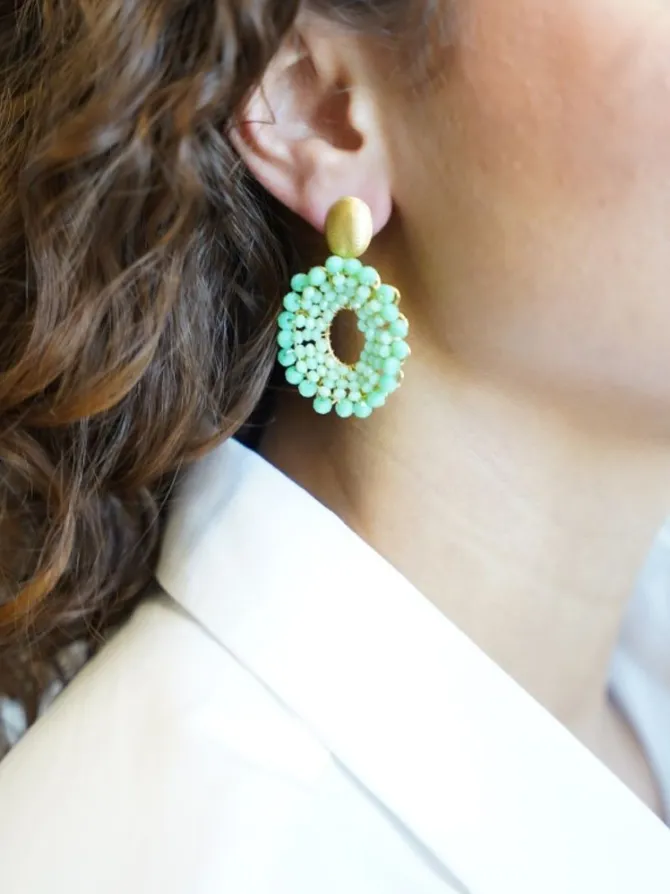 Licht Turquoise Oorbellen Mia Open Ovaal S