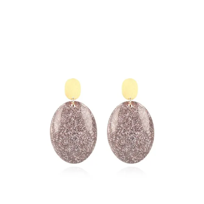Lila Glitter Oorbellen Sirius Ovaal