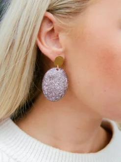 Lila Glitter Oorbellen Sirius Ovaal