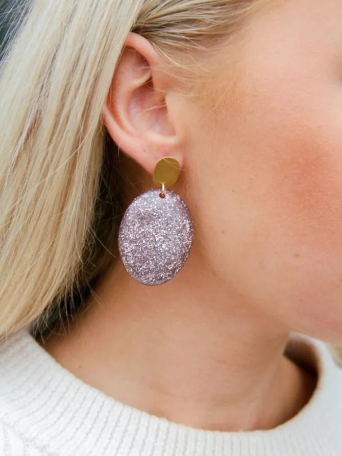 Lila Glitter Oorbellen Sirius Ovaal