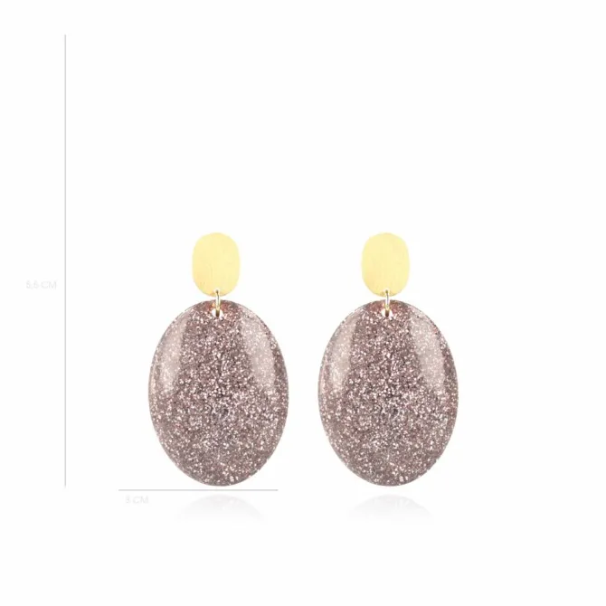 Lila Glitter Oorbellen Sirius Ovaal