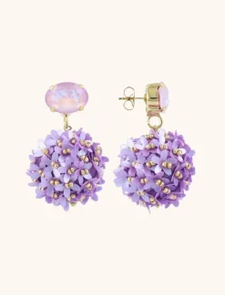 Lila Oorbellen Daisy Globe L Flower Strass