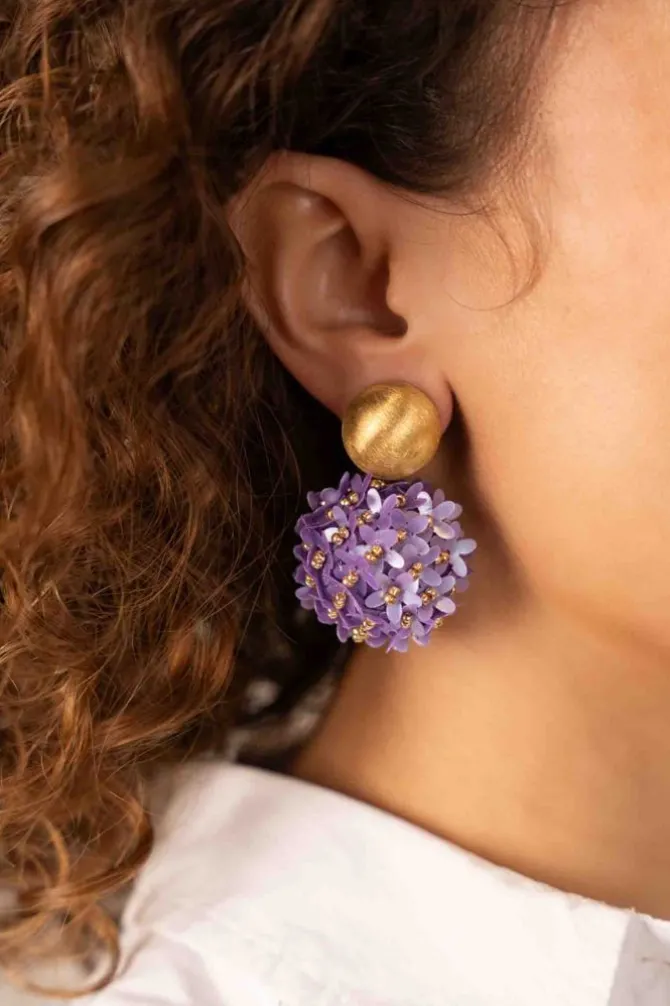 Lila Oorbellen Daisy Globe L Flower