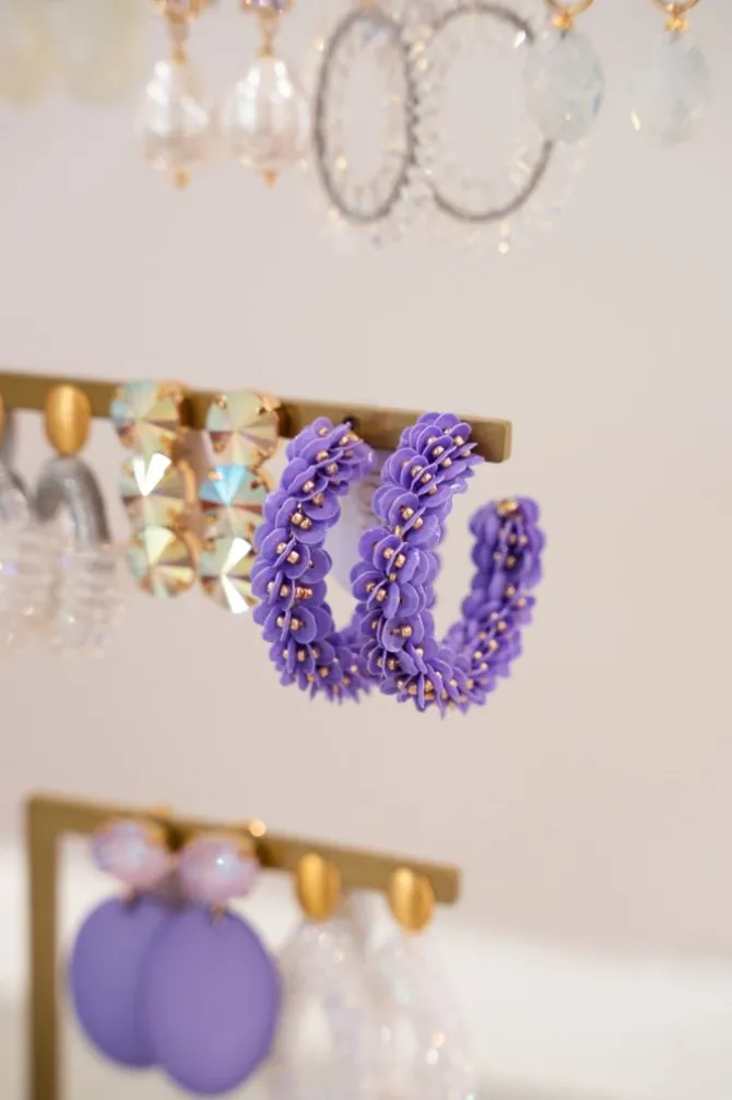 Lila Oorbellen Sequin Creole L