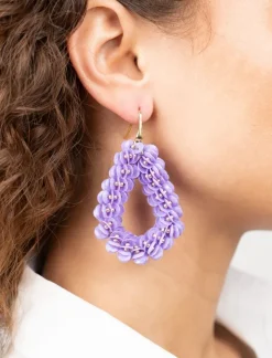 Lila Oorbellen Sequin Druppel L