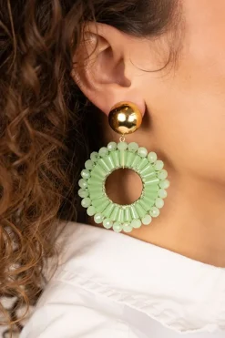 Lime Oorbellen Ann-Mary Cirkel Dubbel Clip