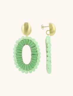Lime Oorbellen Ann-Mary Ovaal Dubbel