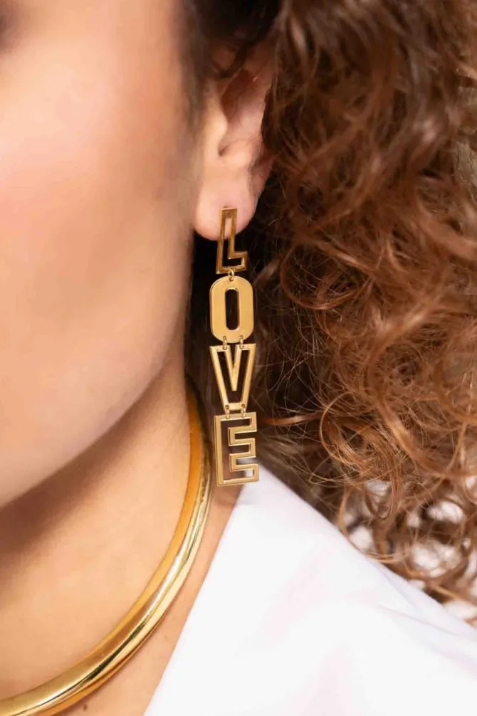 Love Oorbellen Verticaal L