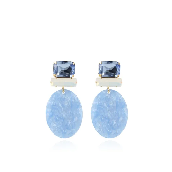 Marble Azuur Oorbellen Ovaal S Strass Rectangle