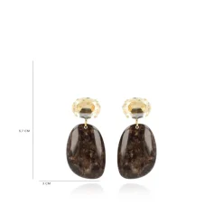 Marble Donker Bruine Oorbellen Hazel Asymmetrisch Ovaal S Strass